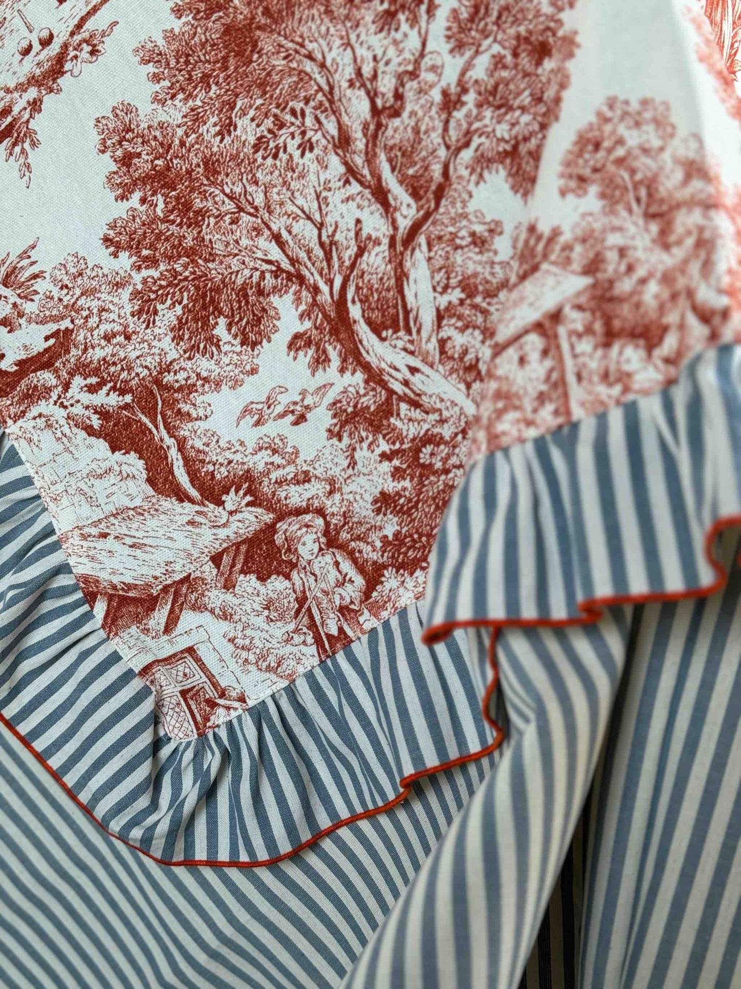 Tovaglia Toile Arancio e Rigetta Celeste