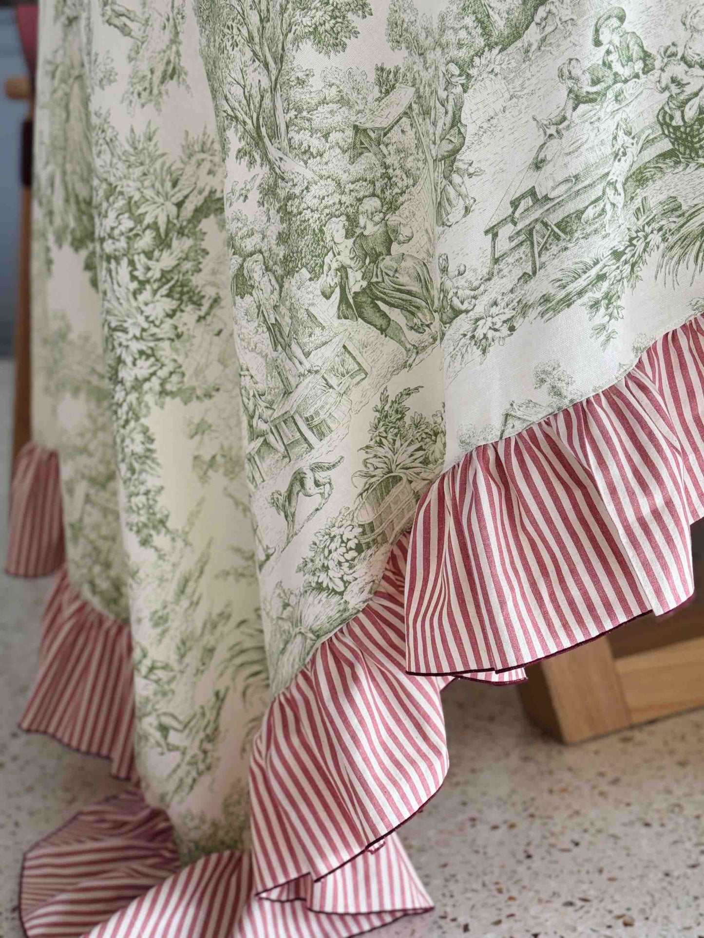 Tovaglia Toile Verde e Rigetta Rosa Antico