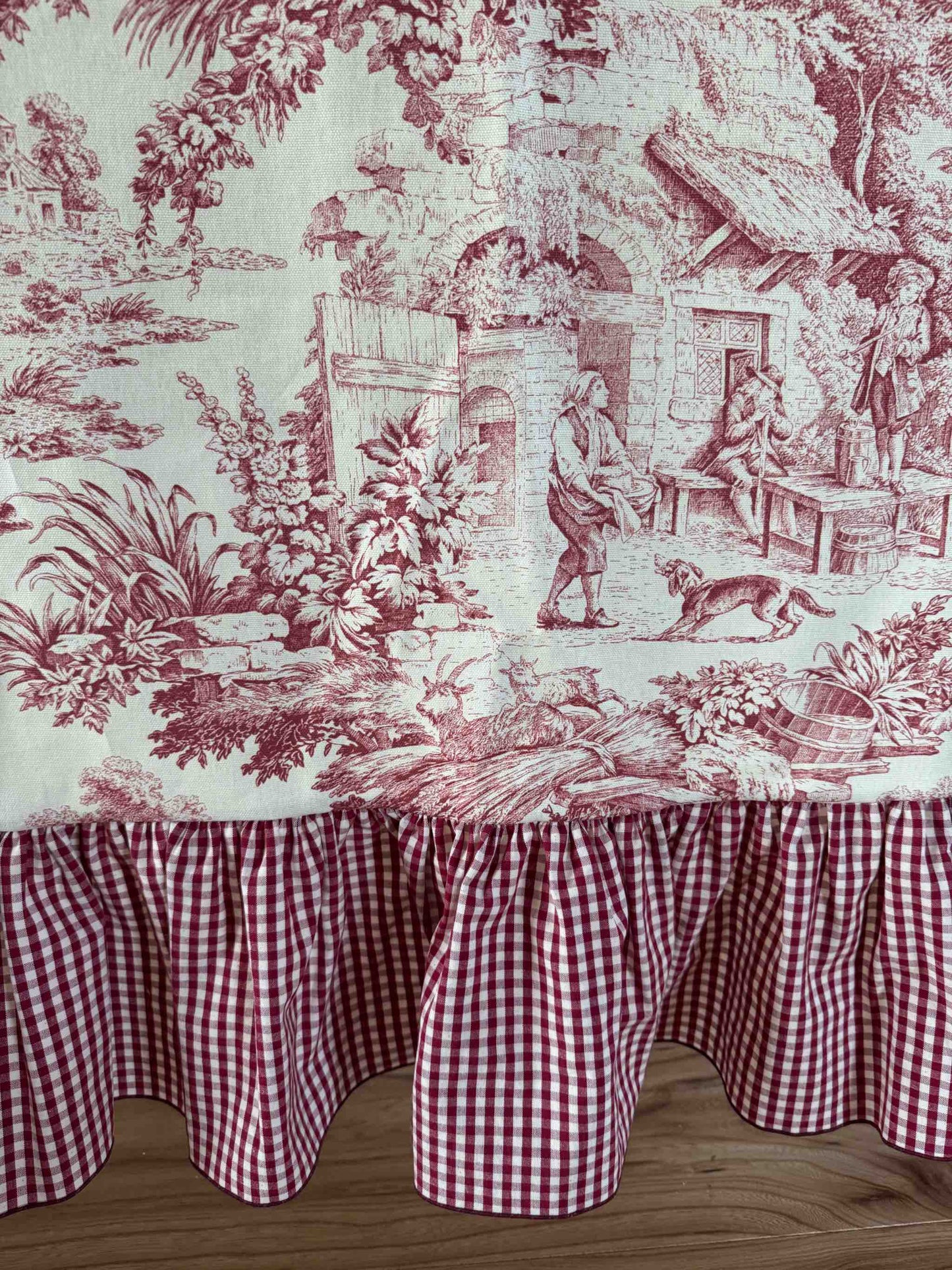 Tovaglia Toile Rosso e Vichy Bordeaux