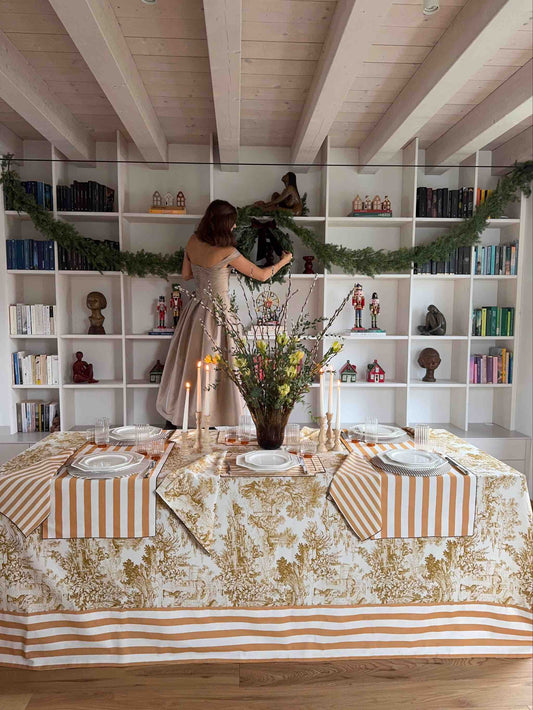 Tovaglia Toile de jouy ocra