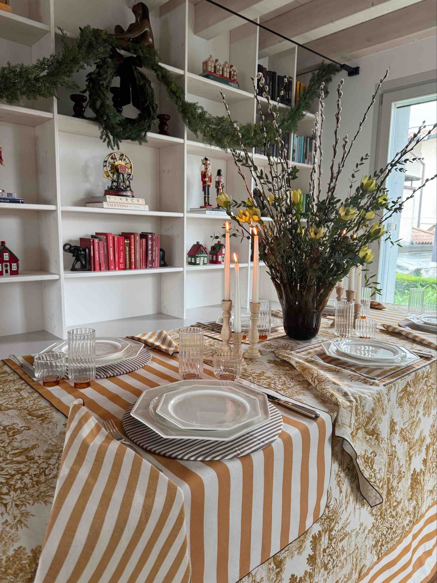 Tovaglia Toile de jouy ocra